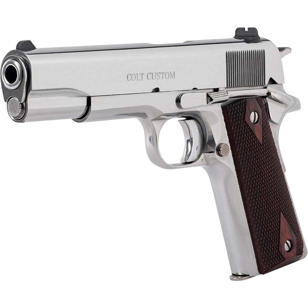 Colt 1911 Gov't Handgun .45 ACP 8rd Magazine 5" Barrel Polished Stainless with Wood Grips