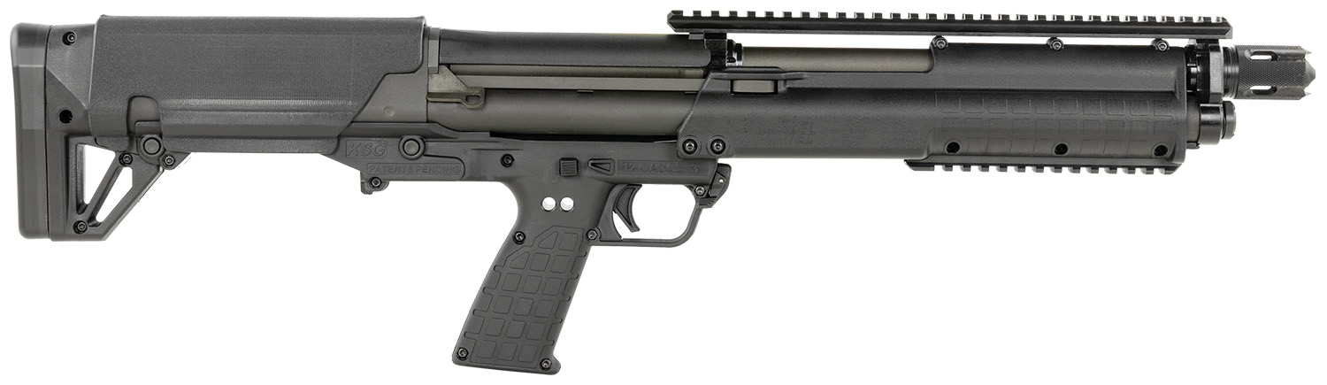 Kel-Tec KSG Shotgun Defender 12 ga 3" Chamber 14rd(7+7) Capacity 18.5" Barrel Black Magpul Flip Up Sights/Carlson Compensator