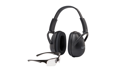 Allen ULTRX Blocker Eye & Ear Protection Combo Passive Ear Muffs 23dB Black Shooting Glasses Clear with Black Frames