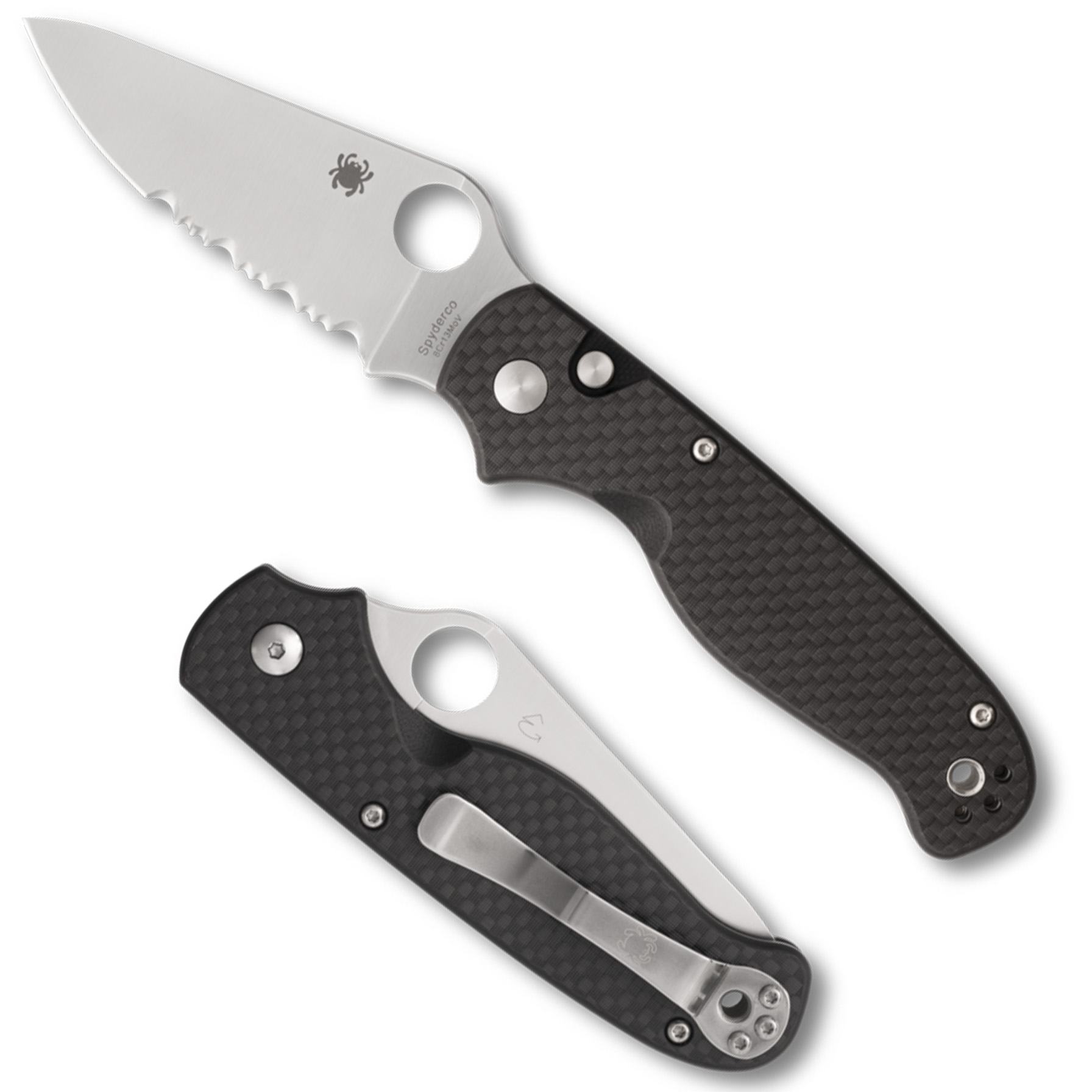 SPYDERCO BUTTONUP CF PS 3.27" BK/SLV