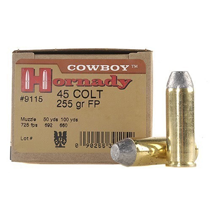 Hornady Cowboy Handgun Ammunition .45 LC 255 gr FN 725 fps 20/ct