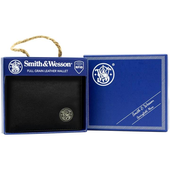 Rugged Rare Smith & Wesson Men's Genuine Leather Wallet 12pc Counter Display