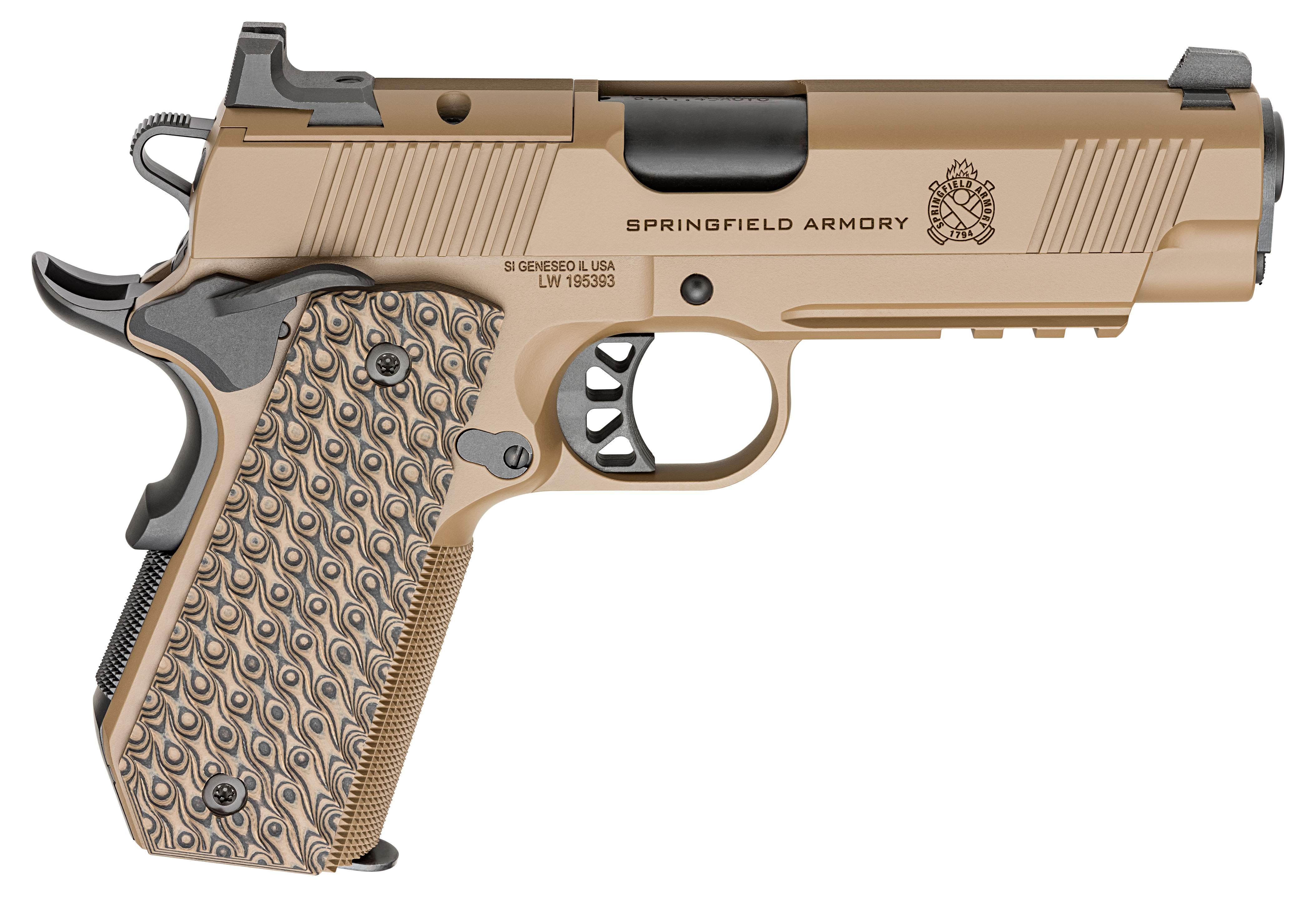 Springfield 1911 TRP AOS Coyote Handgun 9mm Luger 9rd Magazines(3) 4.25" Barrel Optic Cut and Light Rail