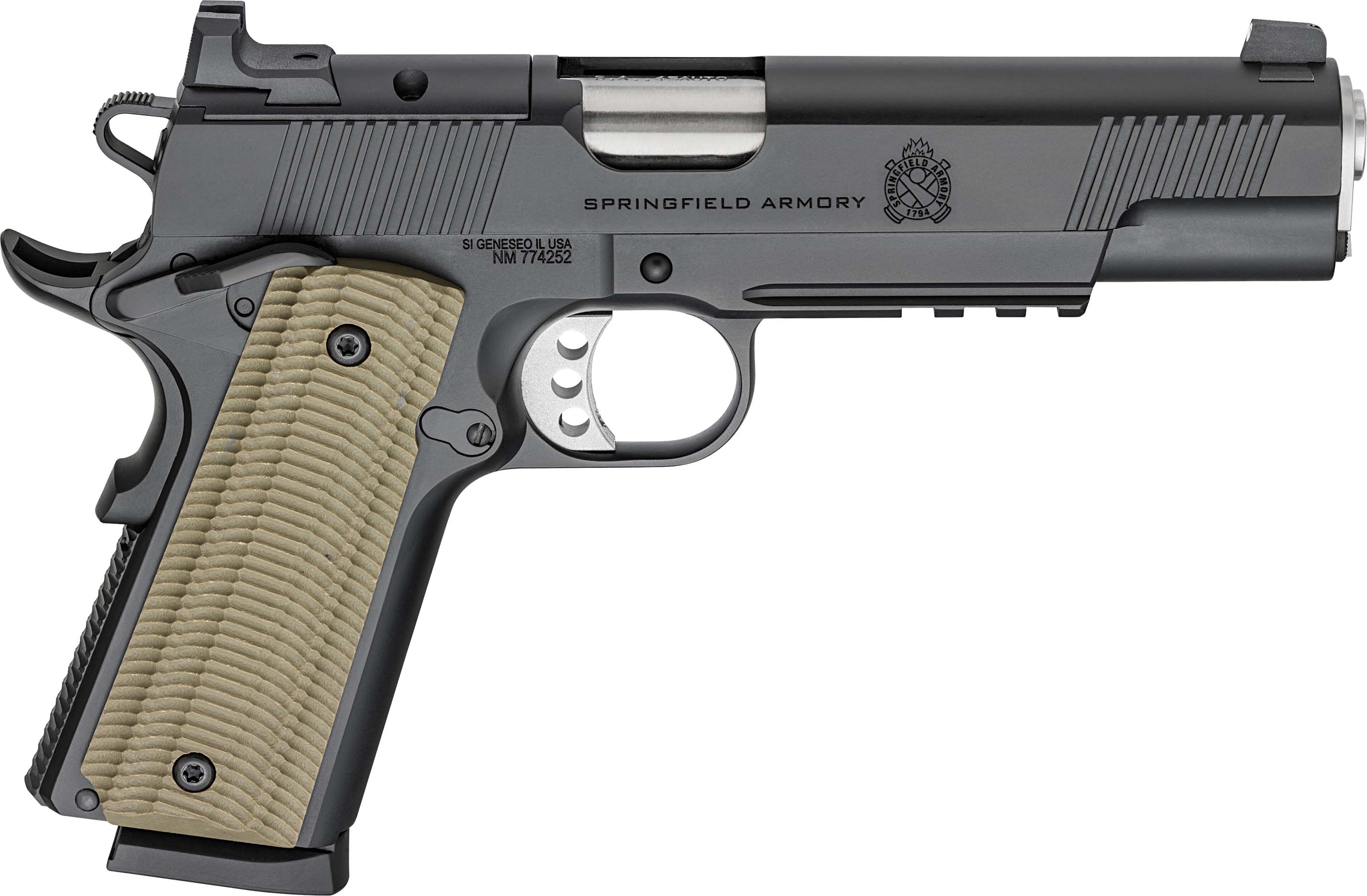 Springfield 1911 Operator AOS Handgun .45 ACP 8rd Magazine(2) 5'' Barrel Black Frame VZ Grips