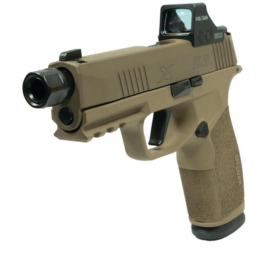 Sig P365 XMacro Handgun 9mm Luger 17rd Magazines (2) 3.7" Threaded Barrel Two-Tone Tan XSeries Slide with Optic