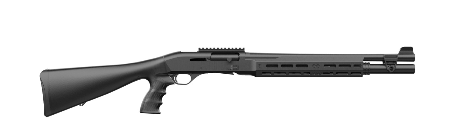 Retay 724 Patrol w/Aluminum Forend Pistol Grip Shotgun 12ga 3" Chamber 4rd Capacity 18.5" Barrel Black Synthetic Matte Finish