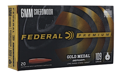 Federal Gold Medal Berger Hybrid Rifle Ammunition 6mm Creedmoor 109gr BTHP 2900 fps 20/ct