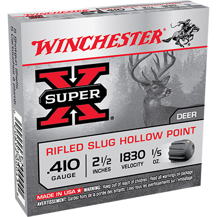 Winchester Super-X Rifled Slug Shotshells .410 ga 2-1/2" 1/5 oz 1830 fps Slug 5/ct