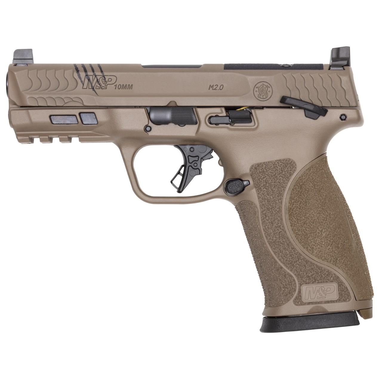 Smith & Wesson Inc. S&W M&P10 2.0 Or Thumb Safety Limited Edition Backpacker Handgun 10mm Auto 15rd Magazines(2) 4" Barrel FDE