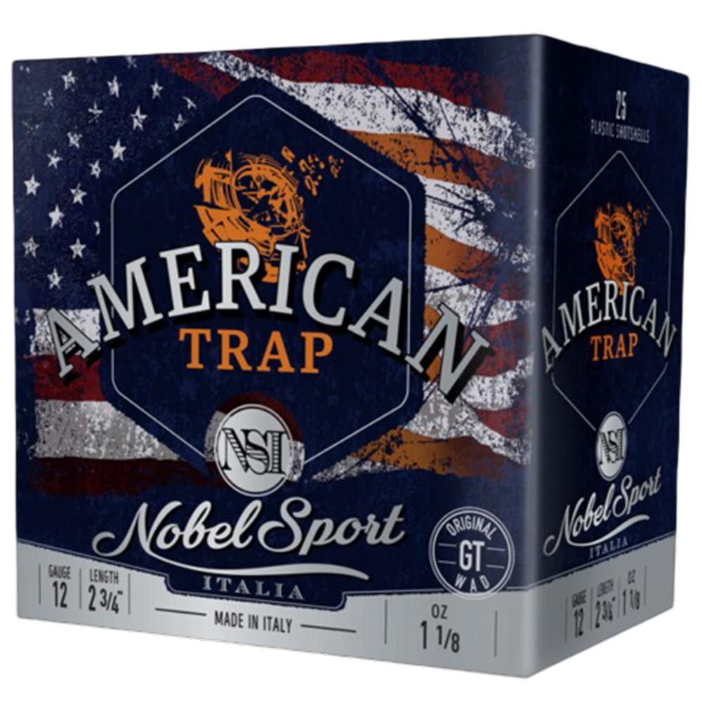 Eurosports LLC Nobel NSI American Trap Shotshell 12 ga 2-3/4" 1-1/8 oz 1145 fps #8 25/ct
