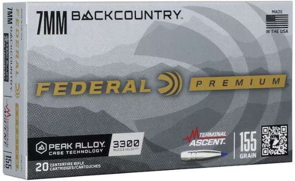 Federal Terminal Ascent Rifle Ammunition 7mm Backcountry 155gr PT 3300 fps 20/ct