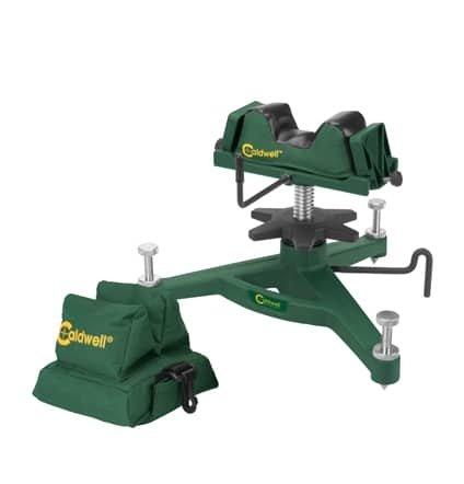 AOB Battenfeld Caldwell The Rock Deluxe Front Rest with Rear Bag filled