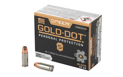 Speer Gold Dot Handgun Ammunition 25 ACP 35 gr HP 900 fps 20/ct