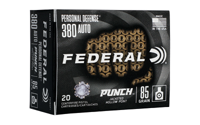 Federal Personal Defense Punch Handgun Ammunition .380 Auto 85 gr JHP 1000 fps 20/ct