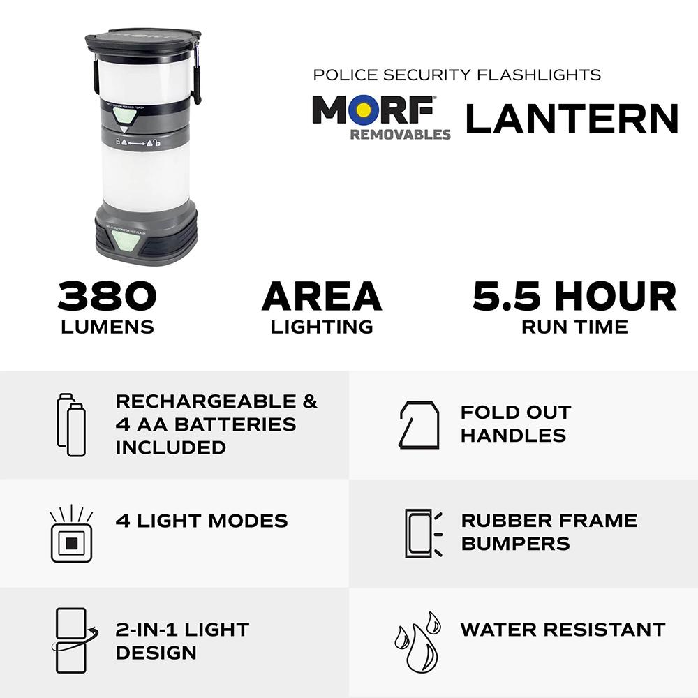 LB Marketing Inc DBA Police Security Flashlights Police Security Flashlights MORF 2-in-1 Lantern 380 Lumen Black