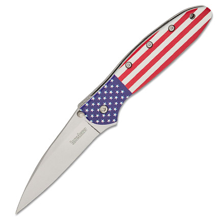 Kershaw Leek Folding Knife 3" Drop Point Blade USA Flag