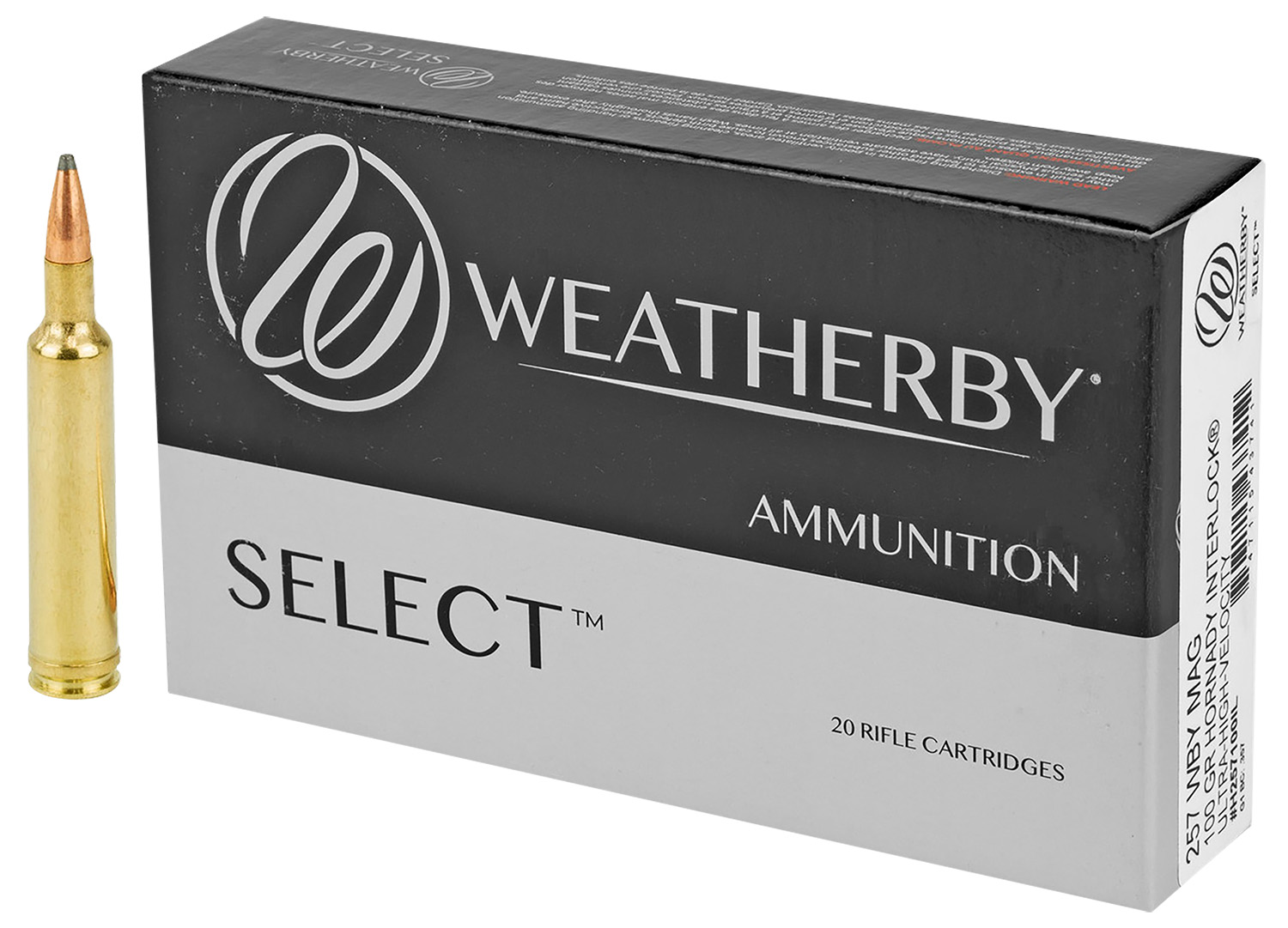 Weatherby Select Hornady Interlock Rifle Ammunition .257 WBY 100 gr BTSP 3605 fps 20/ct