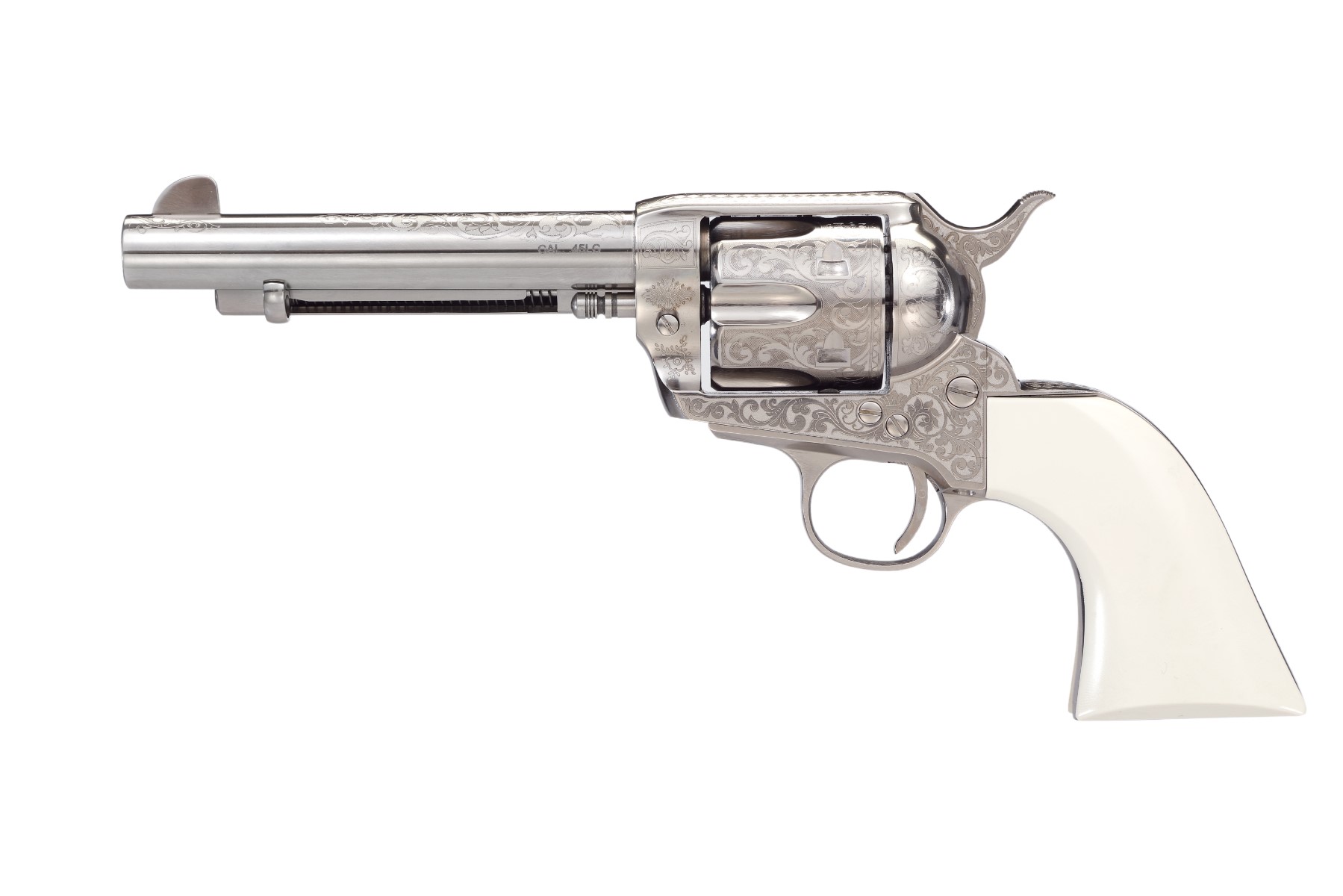 Taylors & Company 1873 Outlaw Legacy Nickel Engraved Handgun .357 Mag 6rd Capacity 5.5" Barrel Ivory Grips
