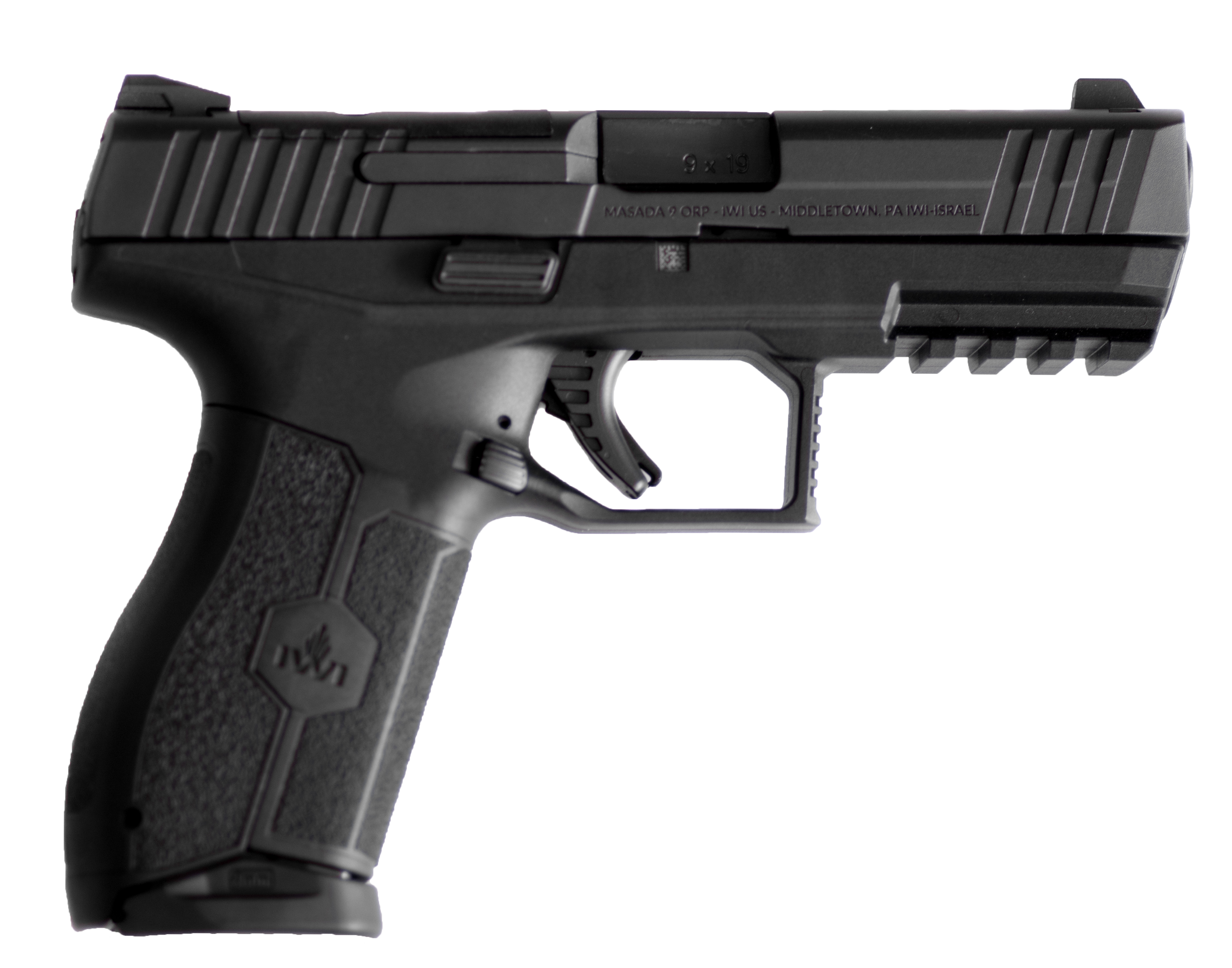 IWI MASADA Pistol 9mm 2 17/rd Magazines 4.1" Barrel Black 3-Dot Sight Optics Ready
