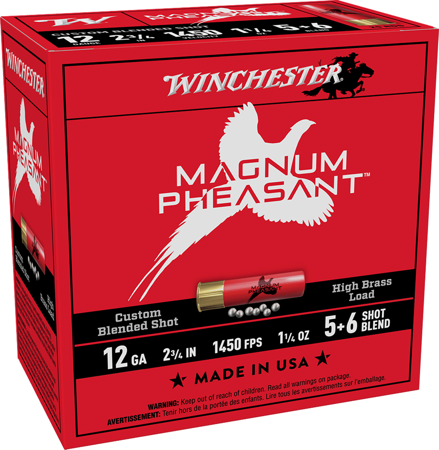 Winchester Magnum Pheasant Shotshells 12ga 2-3/4" 1-3/8oz 1450 fps #5&6 25/ct