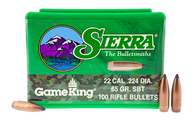 Sierra GameKing Rifle Bullets .22 cal .224" 65 gr SBT 100/ct