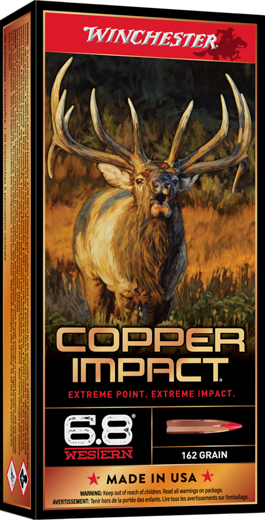 Winchester Copper Impact Rifle Ammunition 6.8 Western 162 gr. BT 2875 fps 20/ct