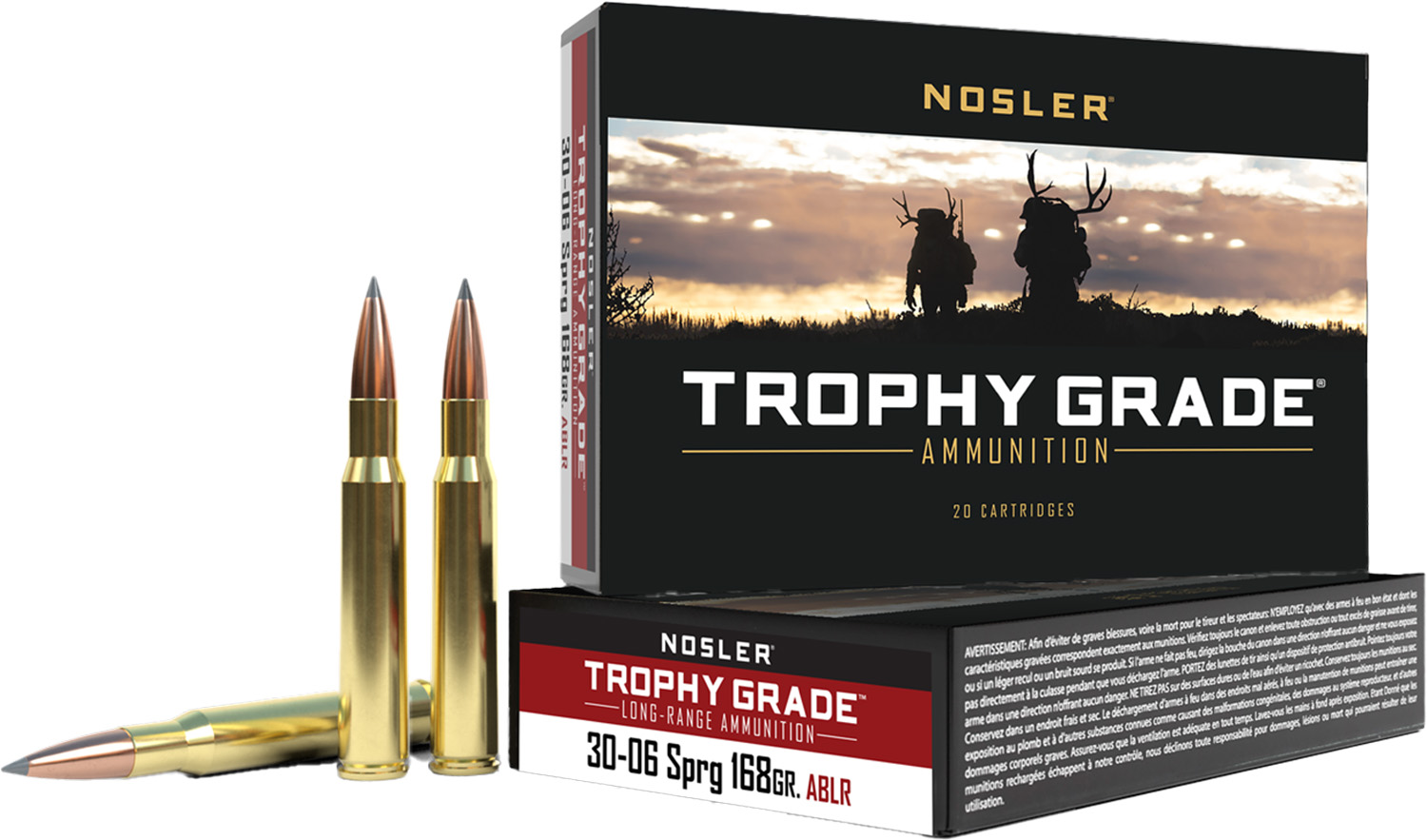 Nosler Accubond Long Range Trophy Grade Rifle Ammunition .30-06 Sprg 168 gr PT 2800 fps 20/ct