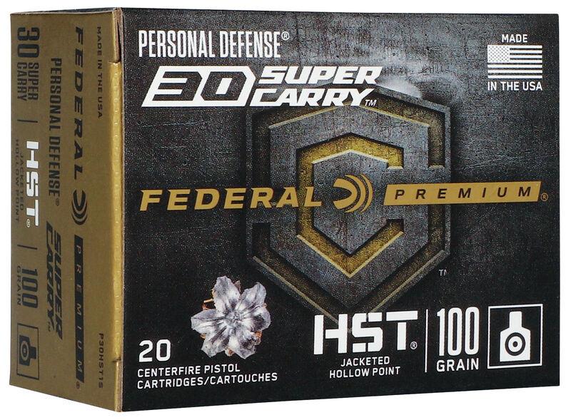 Federal Personal Defense HST Handgun Ammunition .30 Super Carry 100 gr JHP 1250 fps 20/ct