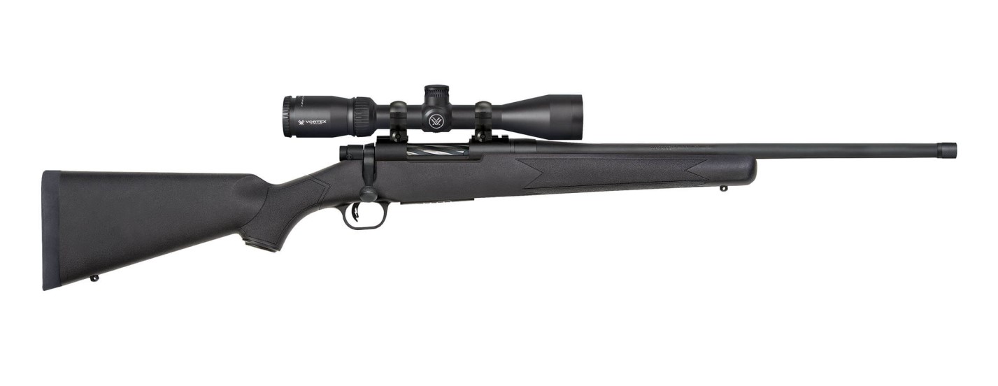 MOSSBERG PATRIOT 400 LEGEND RIFLE 20" T.B. BLACK SYNTHETIC, 4RD, VORTEX 3-9X40 SCOPE