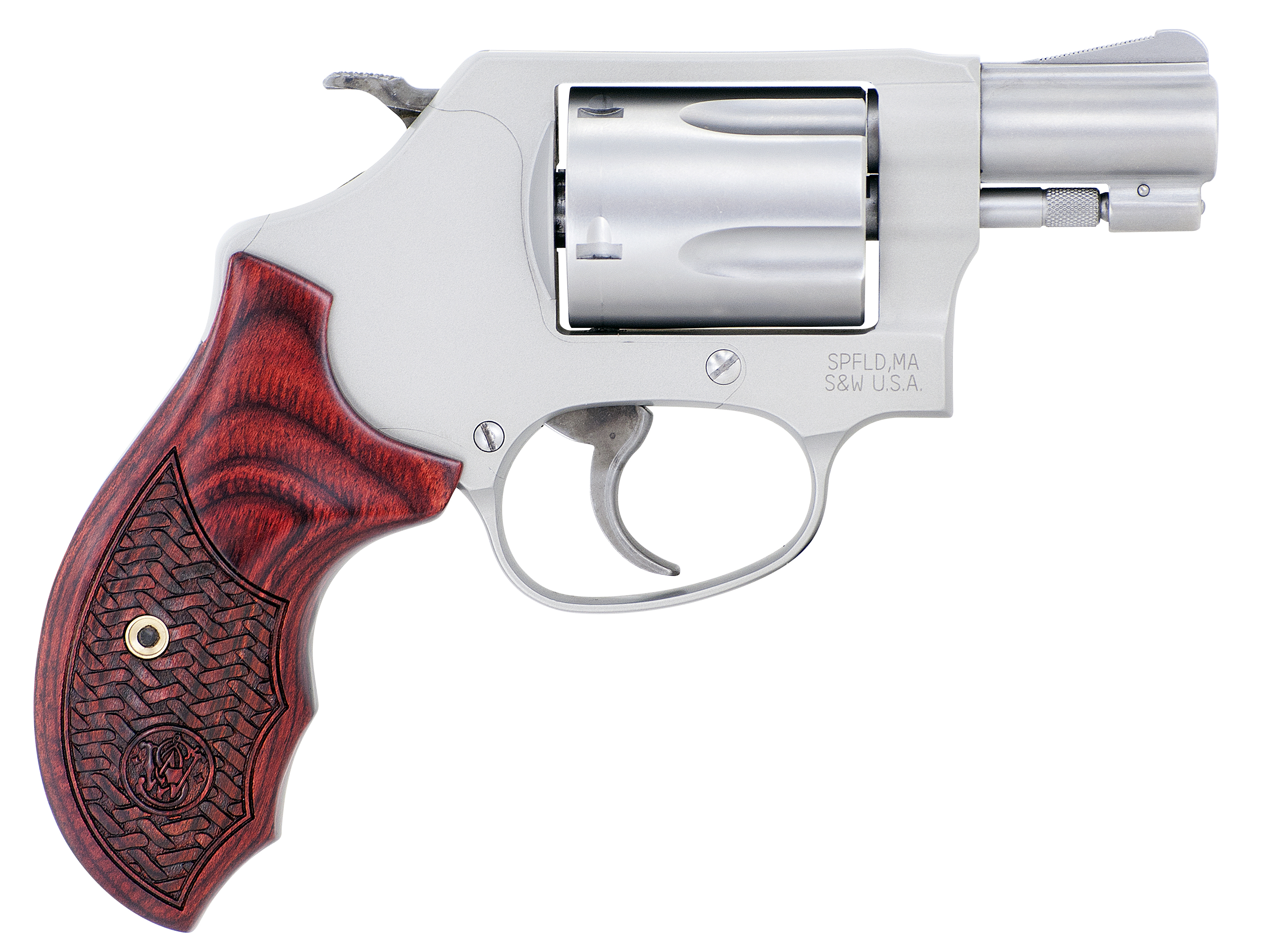 Smith & Wesson J-Frame Performance Center Model 637 Enhanced Action Handgun .38 Spl 5rd Capacity 1.88" Barrel Silver with Brown Grip