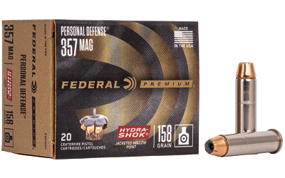 Federal Premuim Personal Defense Handgun Ammunition 357 Mag 158gr JHP 1240 fps 20/ct