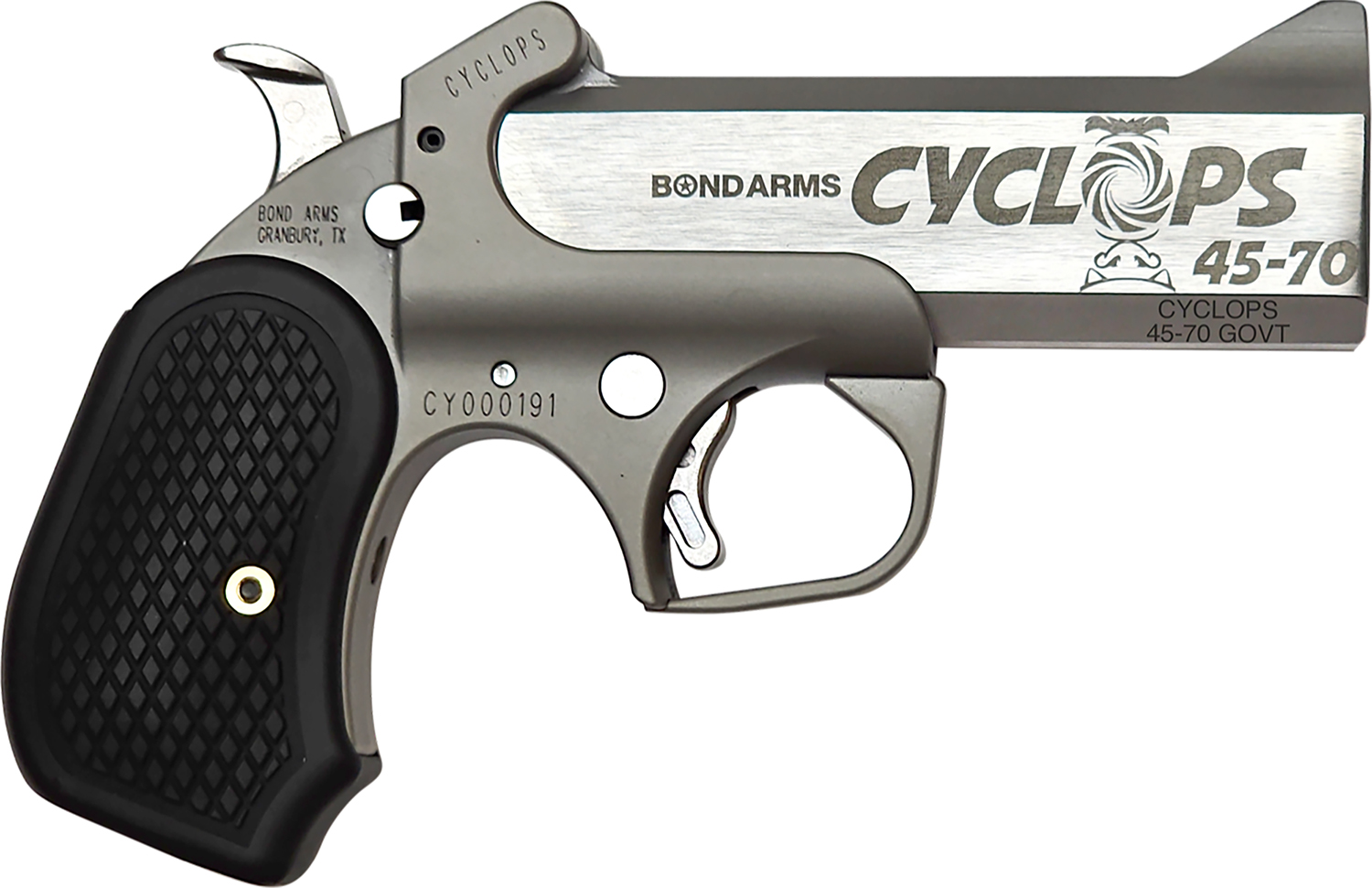 Bond Arms Cyclops .45-70 Gov't Single Shot 4.25" Barrel Stainless Steel with Black Grips