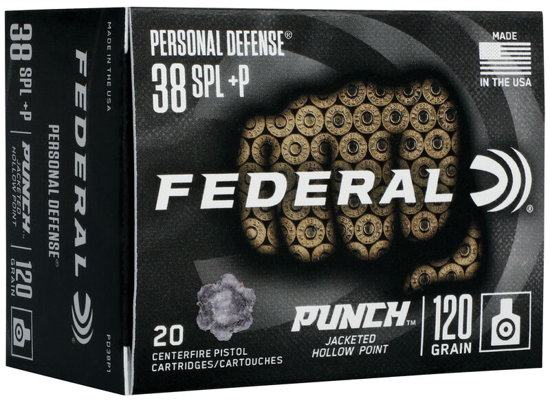 Federal Personal Defense Punch Handgun Ammunition .38 Spl(+P) 120 gr JHP 1000 fps 20/ct