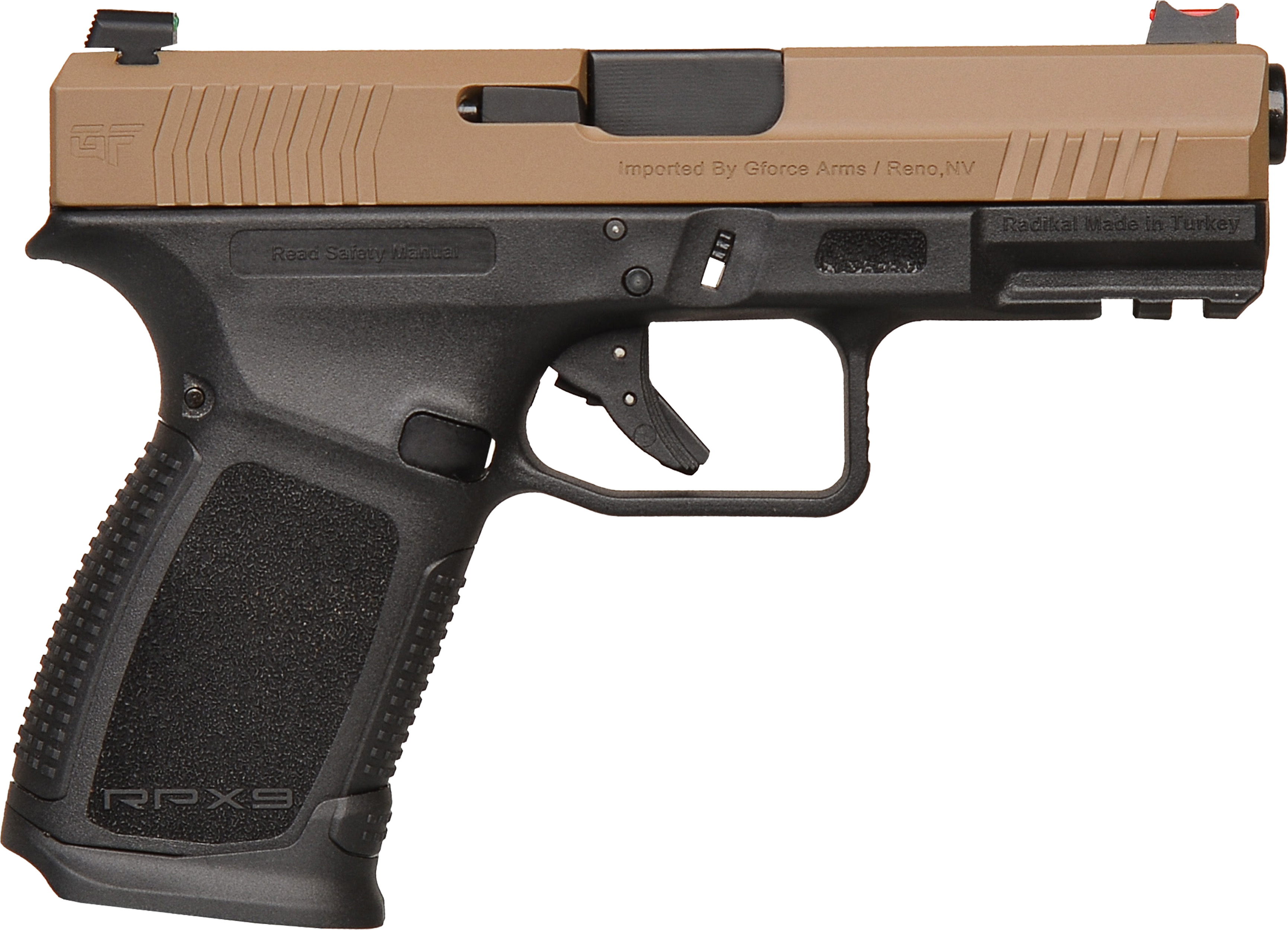 GForce Arms GFA RPX9 EXO 9MM 15R BLK/FDE FDE SLIDE