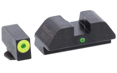 Ameriglo Glock Tritium I-Dot Night Sight Set for Glock 42 43 - Lime Outline Front / Single Green Dot Rear