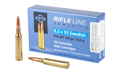 TRZ Trading Inc. PPU Rifle Ammunition 6.5mm x 55 Swedish 139gr FMJ-BT 2540 fps 20/ct