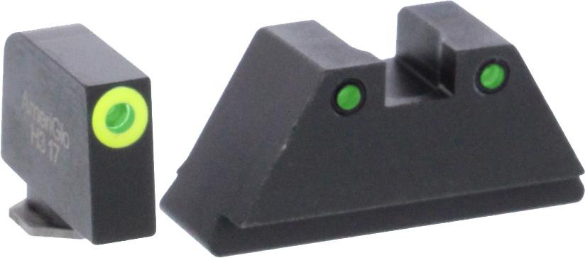 Ameriglo Green Tritium LimeGreenLumi Rnd Outline .315/Black .394 for Glock Tall Supp