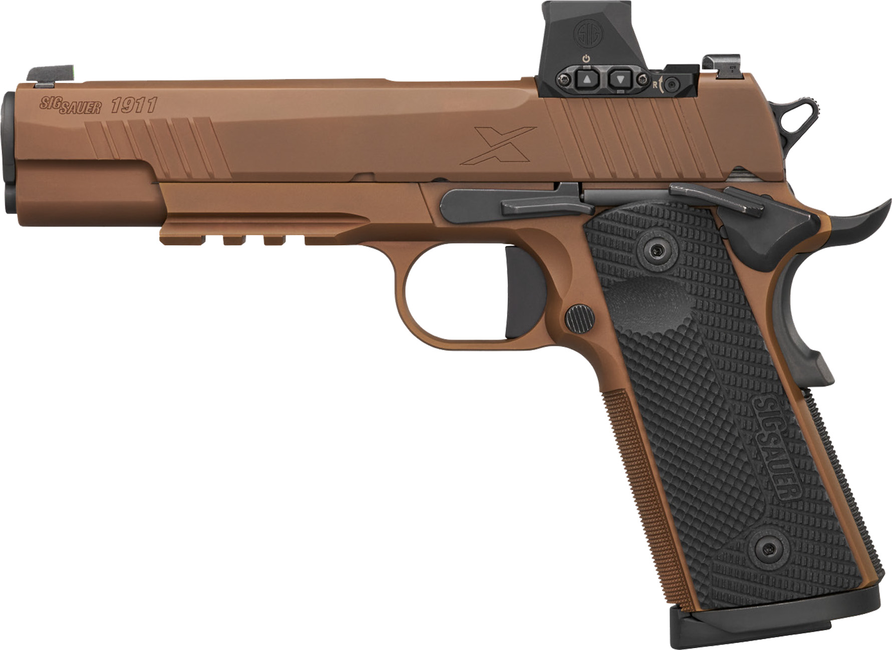 SIG SAUER 1911 X SERIES ROMEO X 45ACP 5" COYOTE TAN G10 GRIP, OPTIC RDY, 2-8RD