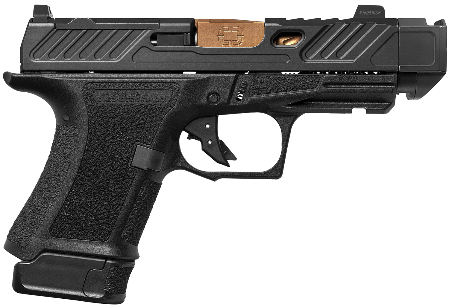 Shadow Systems CR920P Elite Slide Cut Handgun 9mm Luger 13rd Magazine 3.41" Bronze Barrel Spiral Comp Black Frame