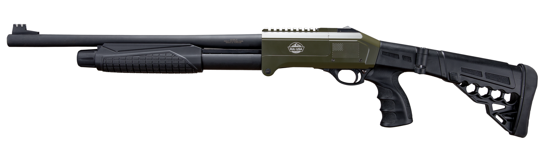 Rock Island Armory Pak Out Long Shotgun 12 ga 3" Chamber 4rd Magazine 18.5" Barrel OD Green Black