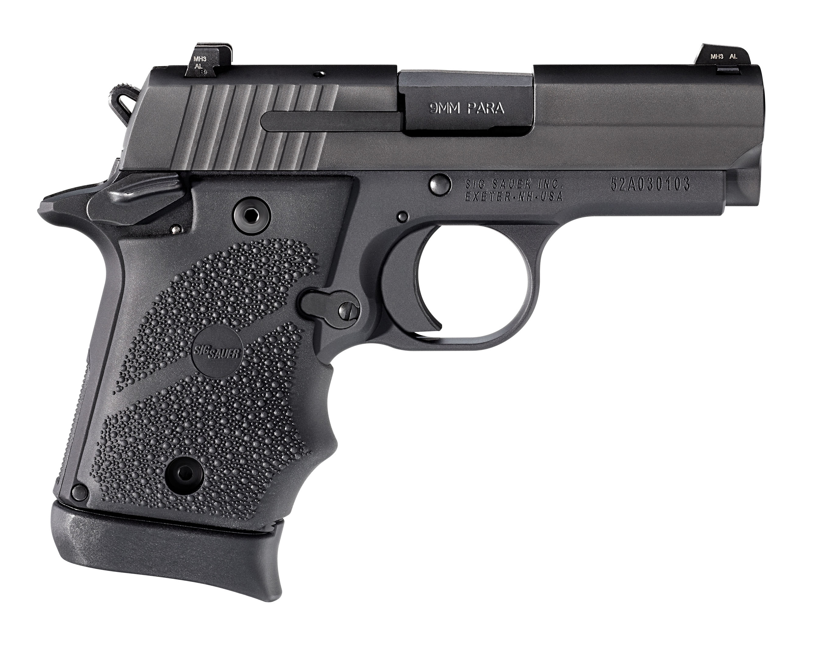 Sig Sauer P938 BRG Micro Compact Handgun 9mm Luger 7rd Magazine 3" Barrel Black with Night Sights MA Compliant