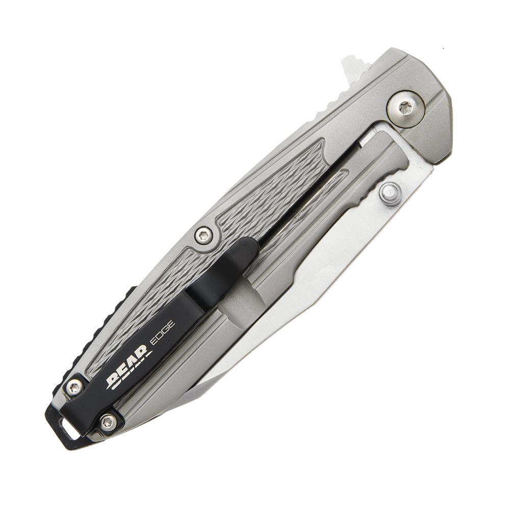 Bear & Son Frame Lock Folding Knife 3-1/4" Reverse Tanto Blade Grey