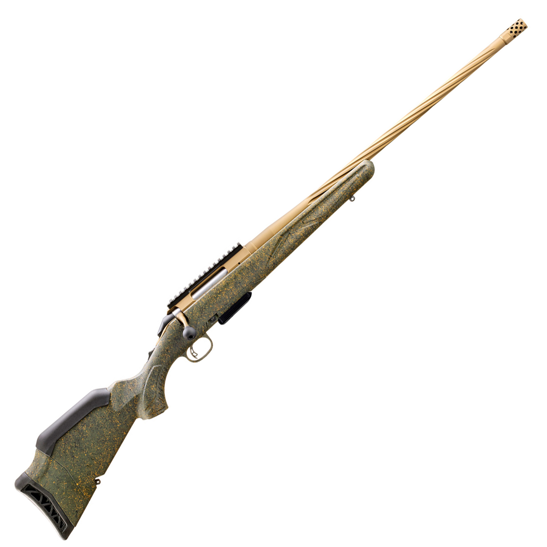 RUGER AMERICAN G2 PREDATOR 350 LEGEND RIFLE 22" SPIRAL FLUTED, BURNT BRONZE/GREEN SPLATTER 5RD MAG