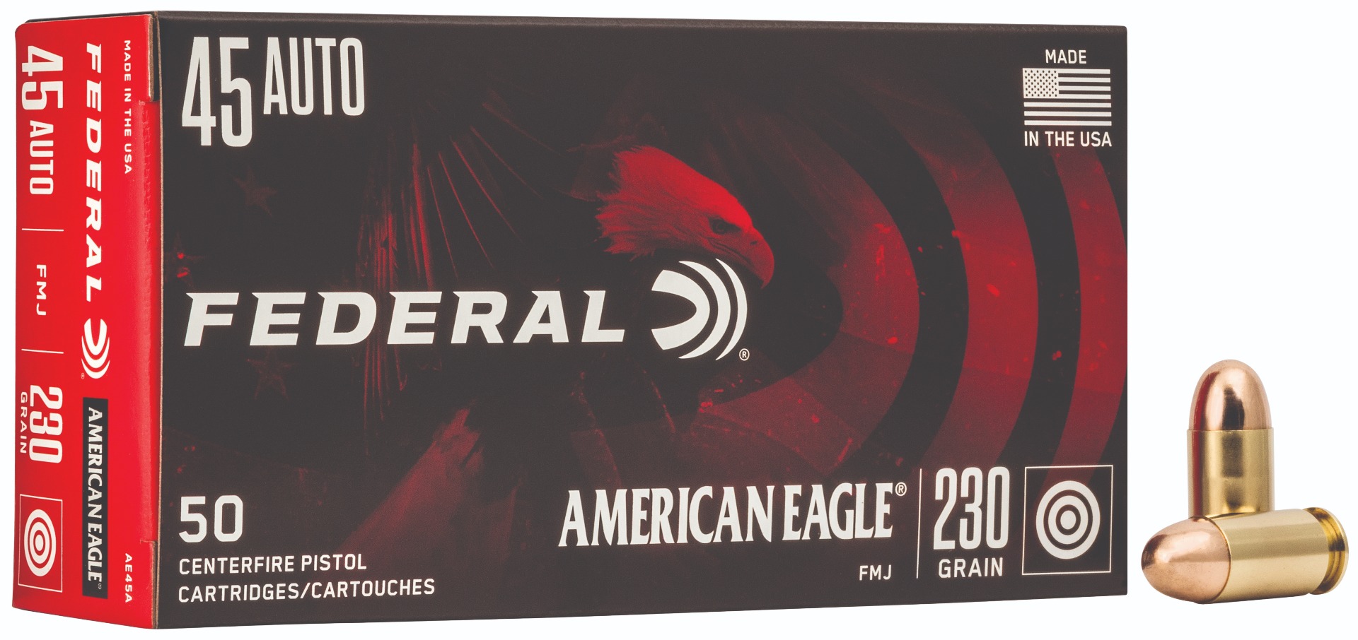 Federal Cartridge Co. American Eagle Handgun Ammunition .45 ACP 230 gr FMJ 890 fps 50/ct