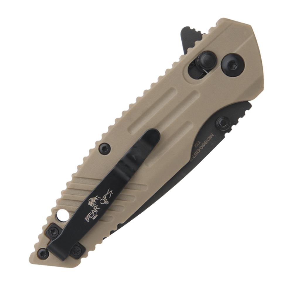 Bear & Son Zytel Slide Lock Folding Knife 2-3/4" Drop Point Desert Sand
