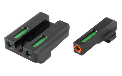 Truglo TFX Pro Next Gen Tritium & Fiber Optic Xtreme Handgun Sight - Sig Sauer #6 front / #8 rear - Orange Outline Front/Rear Green