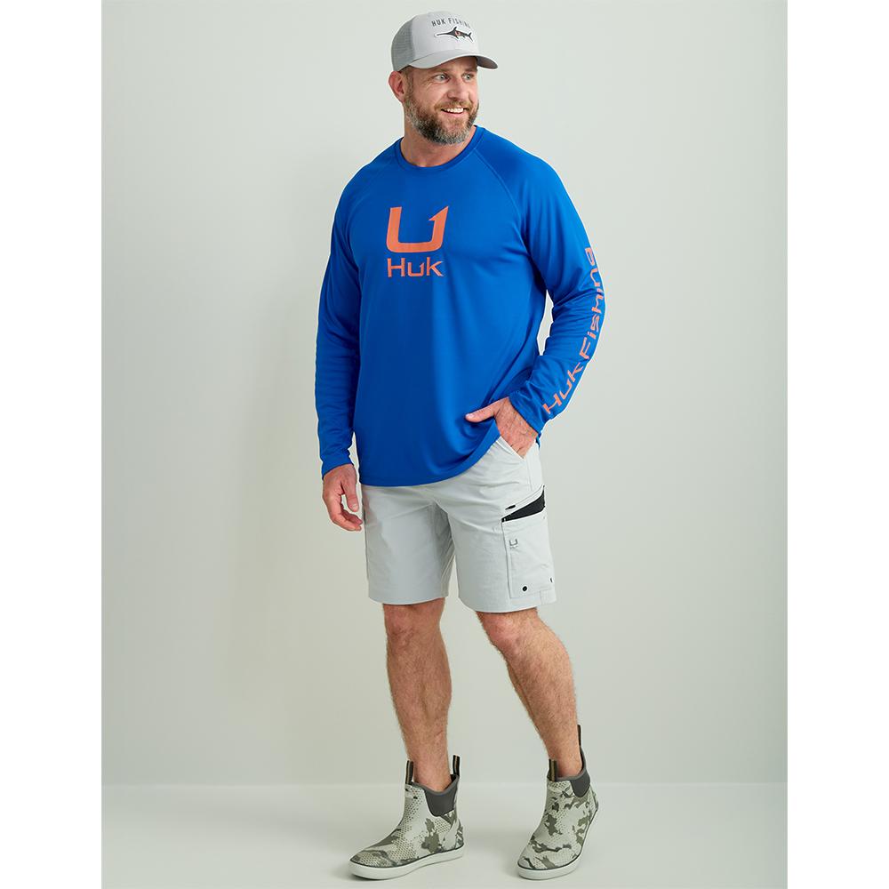 Huk Icon Crew Long Sleeve Shirt Ocean Blue 2XL