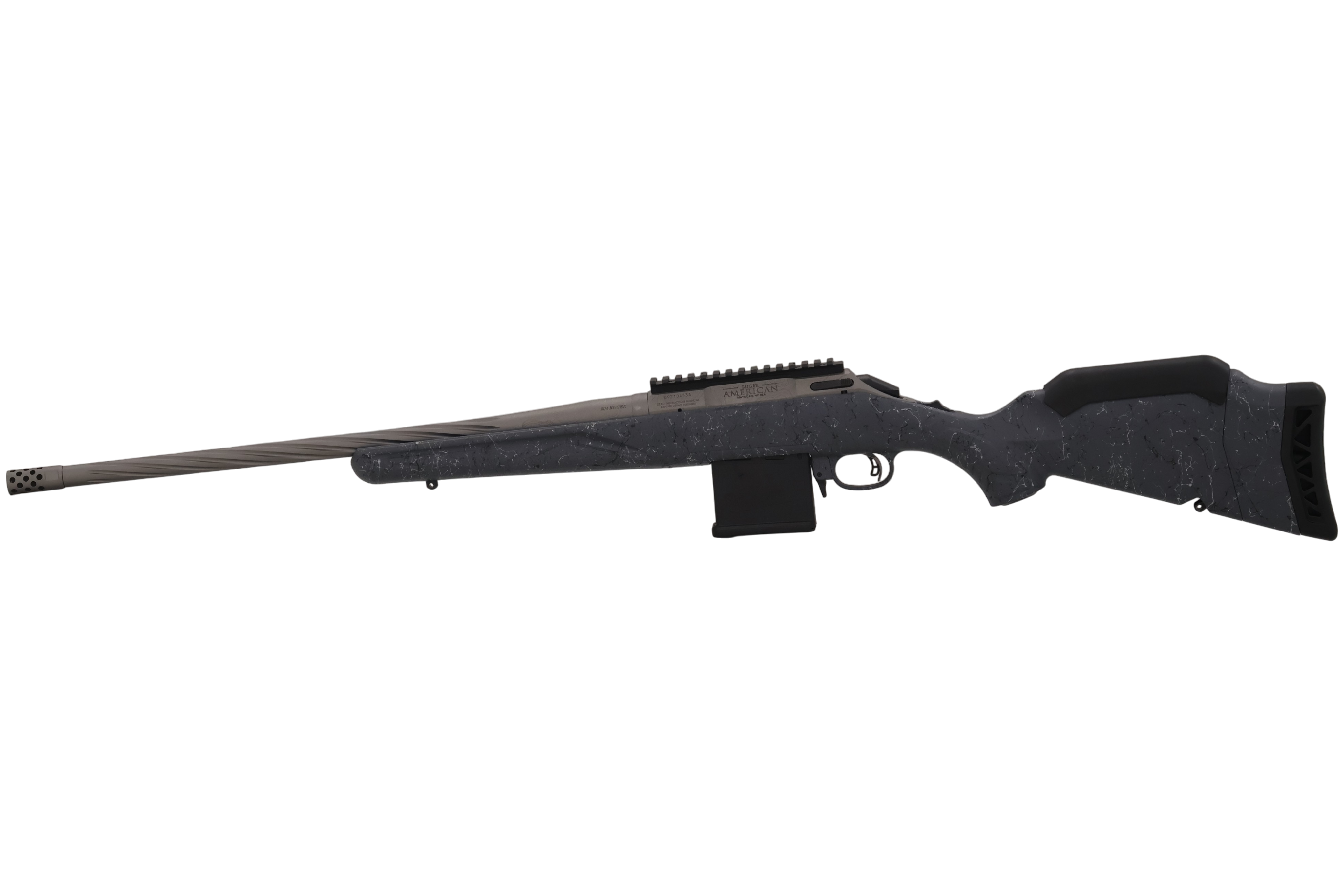 RUGER AMERICAN G2 WILDERNESS TOPO 204 RUGER RFL 20" SPIRAL FLUTD, GRAY SPLATTER 10RD