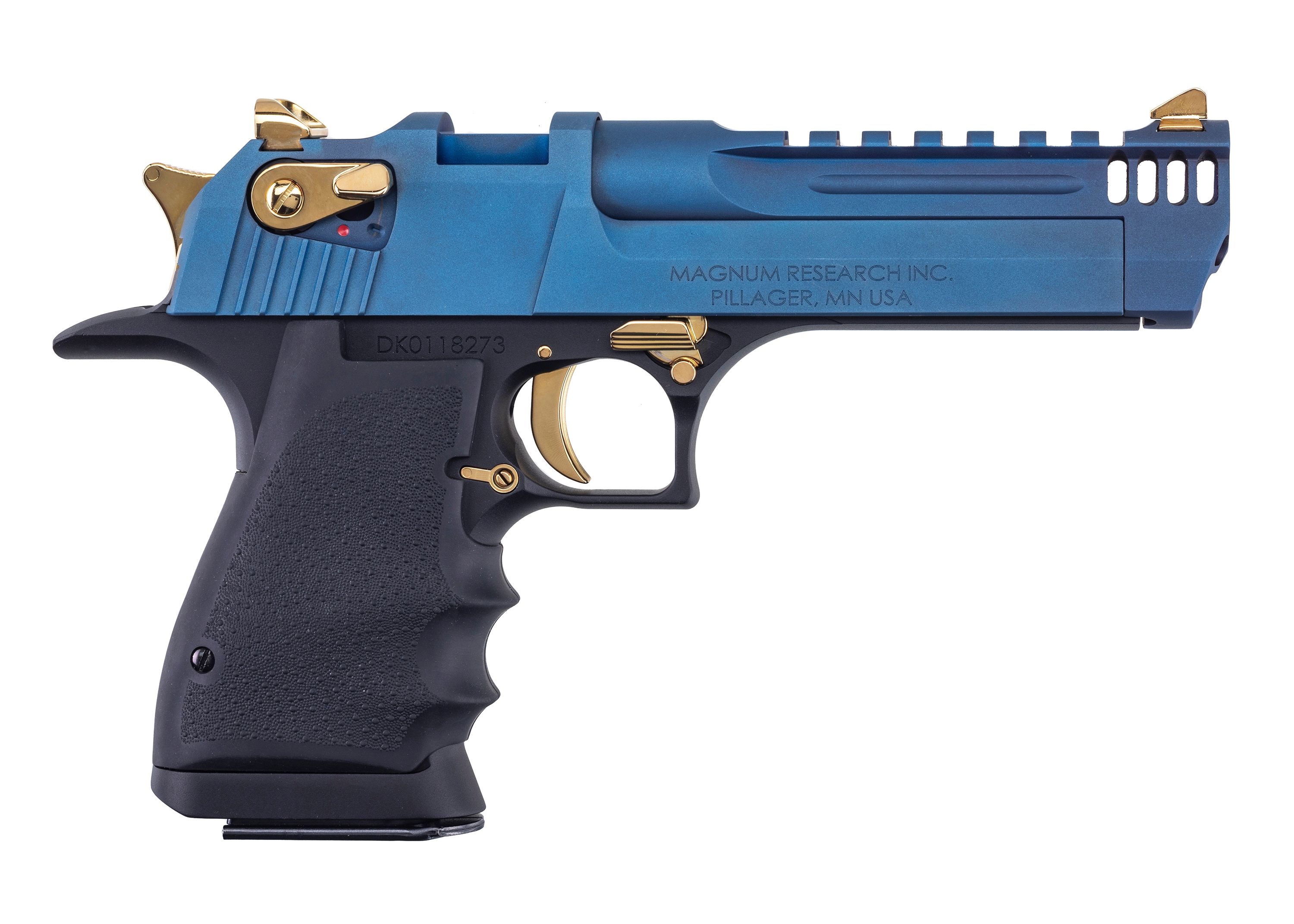 Magnum Research MGNM RSRCH LT WEIGHT DE357 PSTL CARBO BLUE/GOLD APPTMNTS 5" BARREL