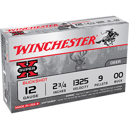 Winchester Super-X Buckshot Shotshells 12 ga 2-3/4" 1325 fps #00 5/ct